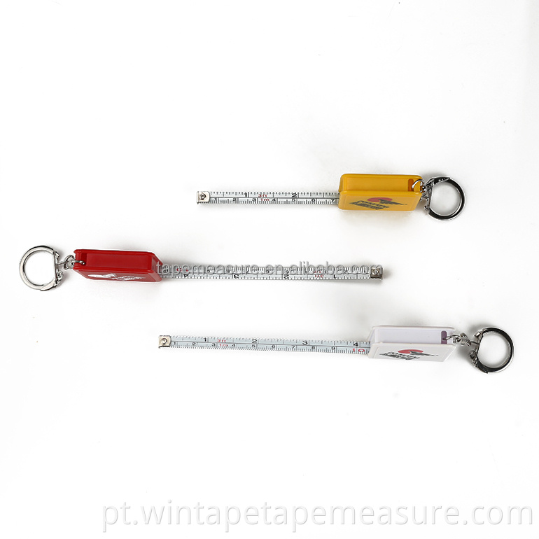 Porta-chaves de bolso de plástico ABS promocional personalizado de sua marca com fita métrica de aço